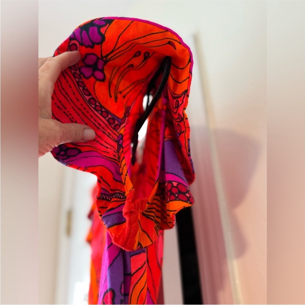 Sun Fashions Hawaii Psychedelic Floral Maxi Dress Pink Orange Mod size 8 - Picture 4 of 8